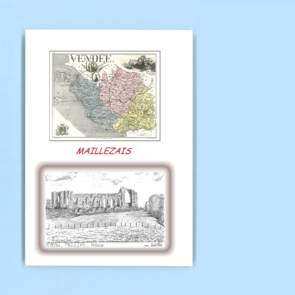 Cartes Postales impression Noir avec dpartement sur la ville de MAILLEZAIS Titre : abbaye