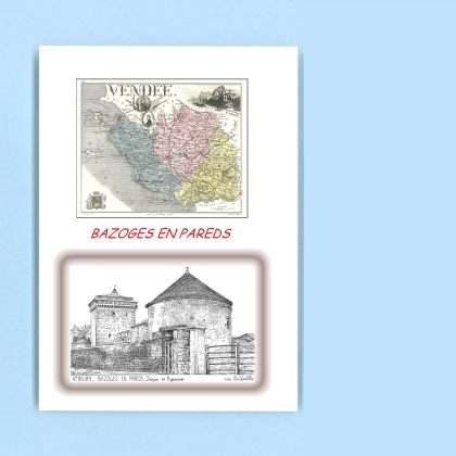 Cartes Postales impression Noir avec dpartement sur la ville de BAZOGES EN PAREDS Titre : donjon et pigeonnier