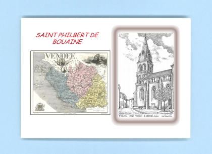 Cartes Postales impression Noir avec dpartement sur la ville de ST PHILBERT DE BOUAINE Titre : eglise