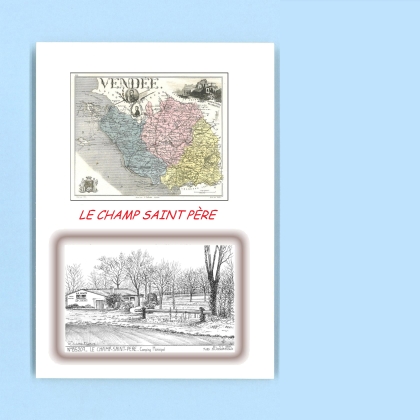 Cartes Postales impression Noir avec dpartement sur la ville de LE CHAMP ST PERE Titre : camping municipal