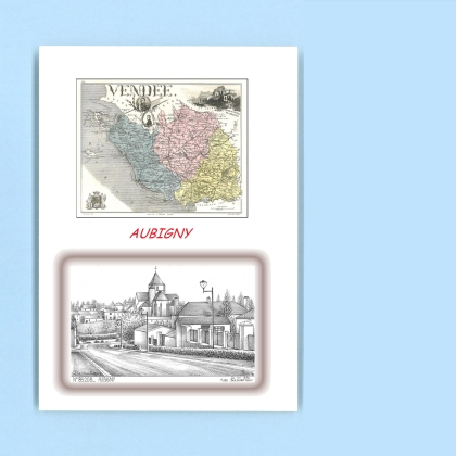 Cartes Postales impression Noir avec dpartement sur la ville de AUBIGNY Titre : vue
