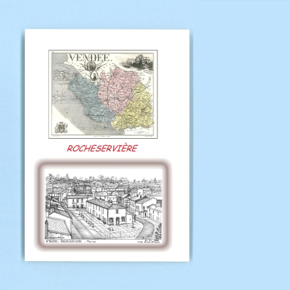 Cartes Postales impression Noir avec dpartement sur la ville de ROCHESERVIERE Titre : mairie