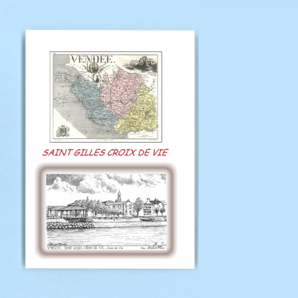 Cartes Postales impression Noir avec dpartement sur la ville de ST GILLES CROIX DE VIE Titre : croix de vie
