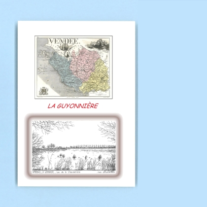 Cartes Postales impression Noir avec dpartement sur la ville de LA GUYONNIERE Titre : lac de la chausseliere
