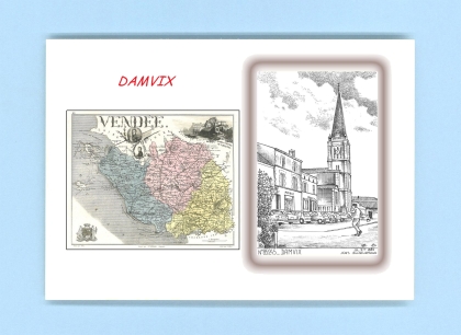 Cartes Postales impression Noir avec dpartement sur la ville de DAMVIX Titre : vue