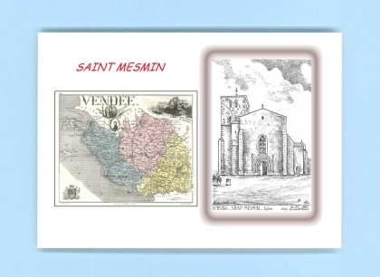 Cartes Postales impression Noir avec dpartement sur la ville de ST MESMIN Titre : eglise