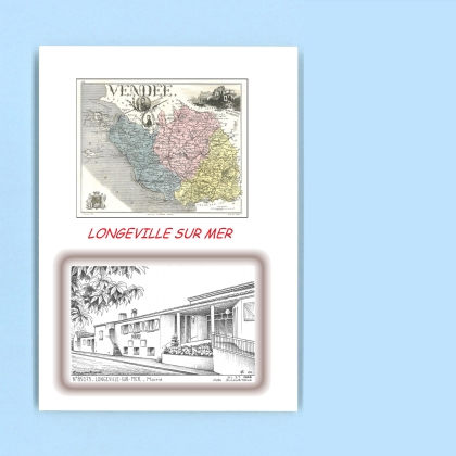 Cartes Postales impression Noir avec dpartement sur la ville de LONGEVILLE SUR MER Titre : mairie