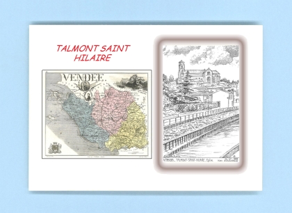 Cartes Postales impression Noir avec dpartement sur la ville de TALMONT ST HILAIRE Titre : eglise