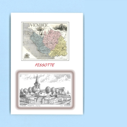 Cartes Postales impression Noir avec dpartement sur la ville de PISSOTTE Titre : eglise