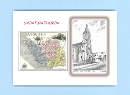 Cartes Postales impression Noir avec dpartement sur la ville de ST MATHURIN Titre : eglise