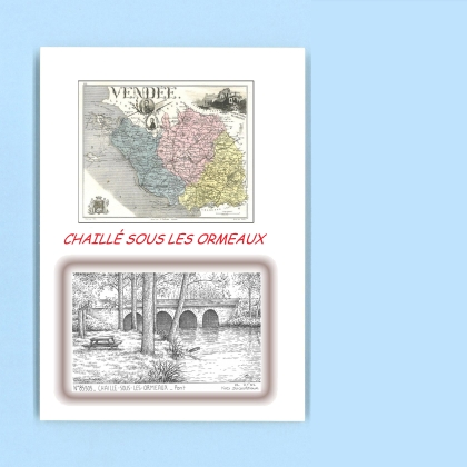 Cartes Postales impression Noir avec dpartement sur la ville de CHAILLE SOUS LES ORMEAUX Titre : pont