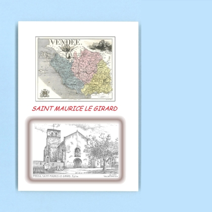 Cartes Postales impression Noir avec dpartement sur la ville de ST MAURICE LE GIRARD Titre : eglise
