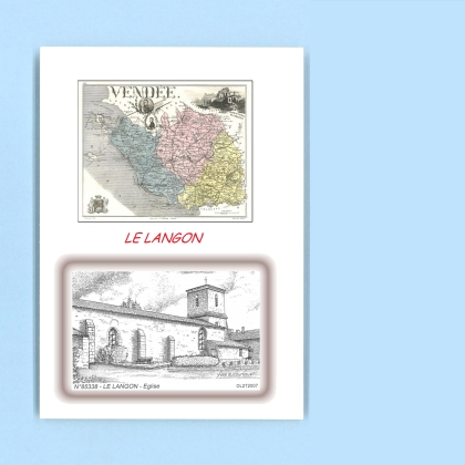 Cartes Postales impression Noir avec dpartement sur la ville de LE LANGON Titre : eglise