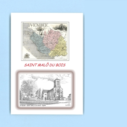 Cartes Postales impression Noir avec dpartement sur la ville de ST MALO DU BOIS Titre : eglise