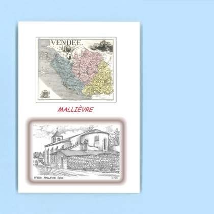Cartes Postales impression Noir avec dpartement sur la ville de MALLIEVRE Titre : eglise