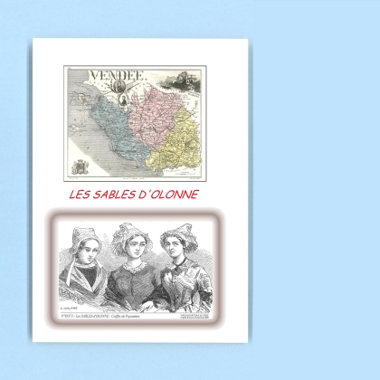 Cartes Postales impression Noir avec dpartement sur la ville de LES SABLES D OLONNE Titre : coiffes de paysannes