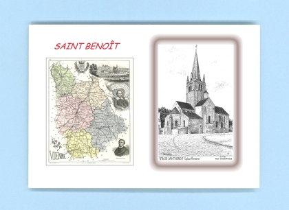 Cartes Postales impression Noir avec dpartement sur la ville de ST BENOIT Titre : eglise romane
