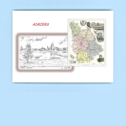 Cartes Postales impression Noir avec dpartement sur la ville de ADRIERS Titre : vue