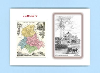 Cartes Postales impression Noir avec dpartement sur la ville de LIMOGES Titre : gare des benedictins
