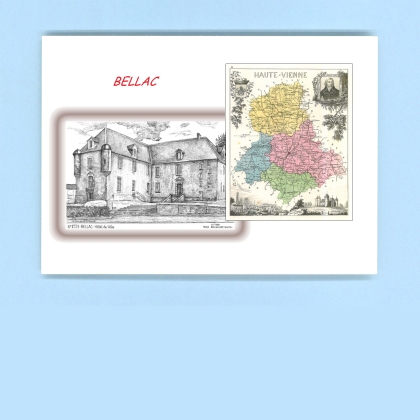 Cartes Postales impression Noir avec dpartement sur la ville de BELLAC Titre : hotel de ville