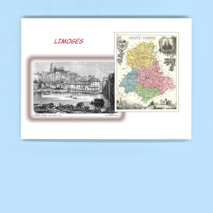 Cartes Postales impression Noir avec dpartement sur la ville de LIMOGES Titre : vue