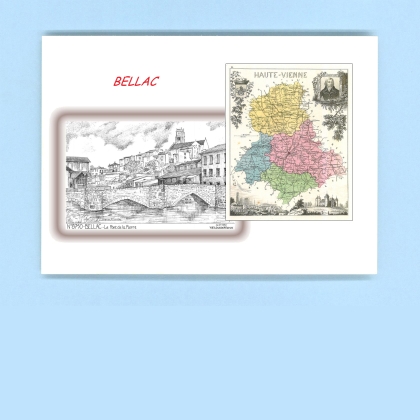 Cartes Postales impression Noir avec dpartement sur la ville de BELLAC Titre : le pont de la pierre