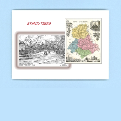 Cartes Postales impression Noir avec dpartement sur la ville de EYMOUTIERS Titre : pont