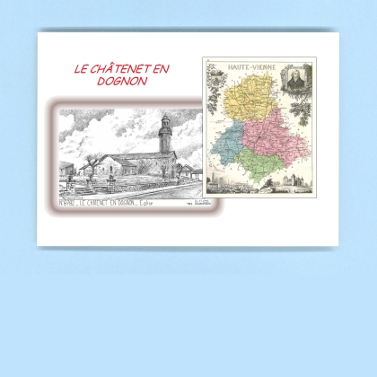 Cartes Postales impression Noir avec dpartement sur la ville de LE CHATENET EN DOGNON Titre : eglise