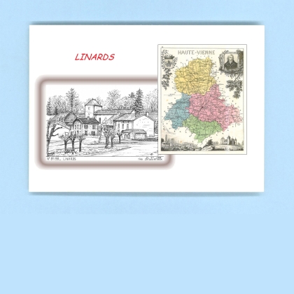 Cartes Postales impression Noir avec dpartement sur la ville de LINARDS Titre : vue