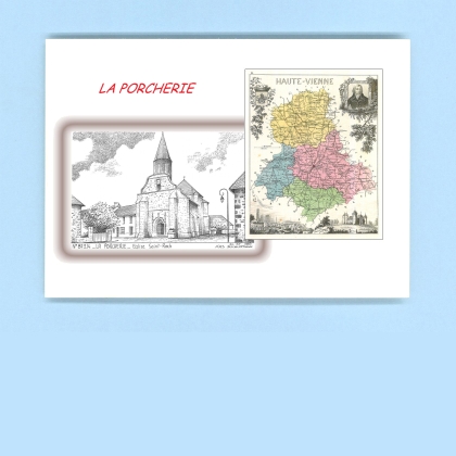 Cartes Postales impression Noir avec dpartement sur la ville de LA PORCHERIE Titre : eglise st roch