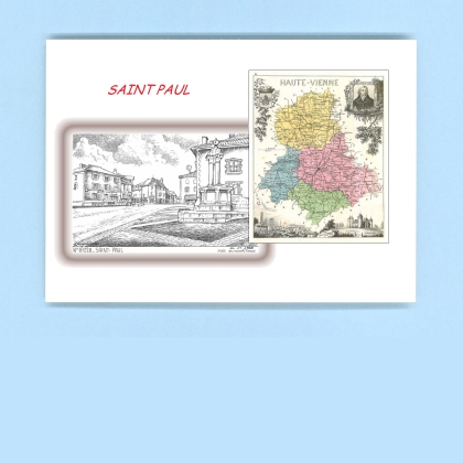 Cartes Postales impression Noir avec dpartement sur la ville de ST PAUL Titre : vue