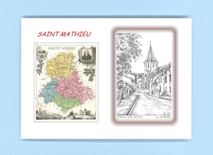 Cartes Postales impression Noir avec dpartement sur la ville de ST MATHIEU Titre : vue