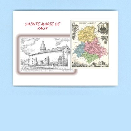 Cartes Postales impression Noir avec dpartement sur la ville de STE MARIE DE VAUX Titre : eglise