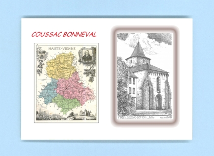Cartes Postales impression Noir avec dpartement sur la ville de COUSSAC BONNEVAL Titre : eglise
