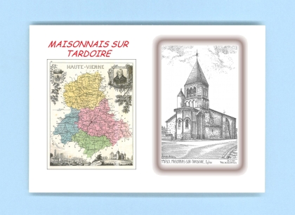 Cartes Postales impression Noir avec dpartement sur la ville de MAISONNAIS SUR TARDOIRE Titre : eglise