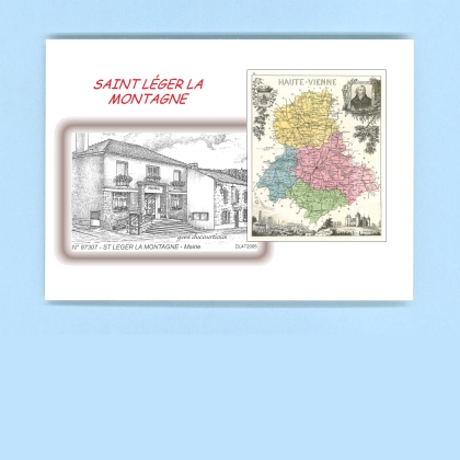 Cartes Postales impression Noir avec dpartement sur la ville de ST LEGER LA MONTAGNE Titre : mairie