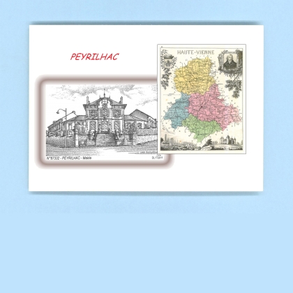 Cartes Postales impression Noir avec dpartement sur la ville de PEYRILHAC Titre : mairie