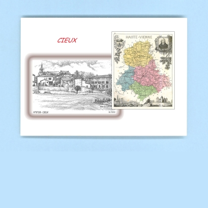 Cartes Postales impression Noir avec dpartement sur la ville de CIEUX Titre : vue