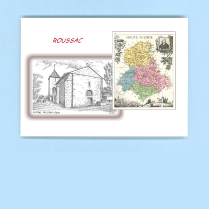 Cartes Postales impression Noir avec dpartement sur la ville de ROUSSAC Titre : eglise