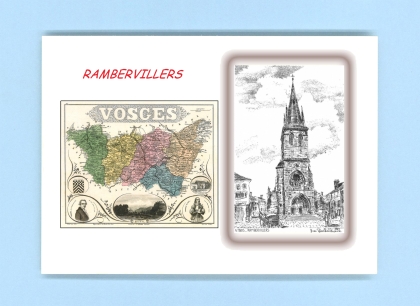 Cartes Postales impression Noir avec dpartement sur la ville de RAMBERVILLERS Titre : eglise