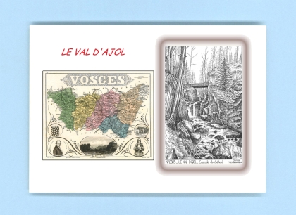 Cartes Postales impression Noir avec dpartement sur la ville de LE VAL D AJOL Titre : cascade du gehard