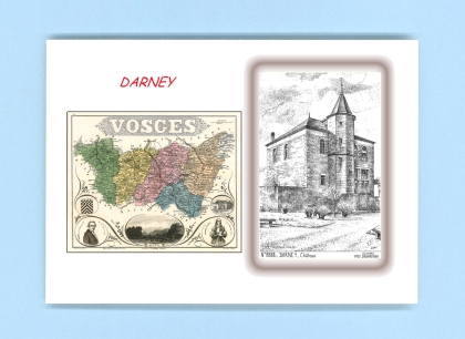 Cartes Postales impression Noir avec dpartement sur la ville de DARNEY Titre : mairie