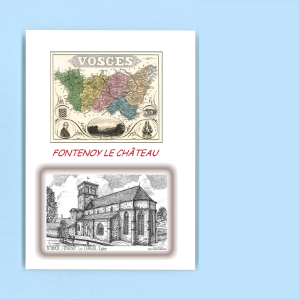 Cartes Postales impression Noir avec dpartement sur la ville de FONTENOY LE CHATEAU Titre : eglise