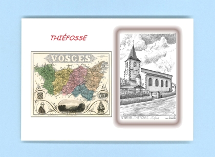 Cartes Postales impression Noir avec dpartement sur la ville de THIEFOSSE Titre : eglise