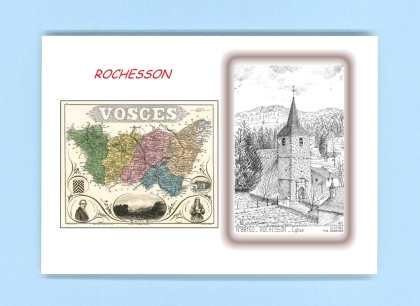Cartes Postales impression Noir avec dpartement sur la ville de ROCHESSON Titre : eglise