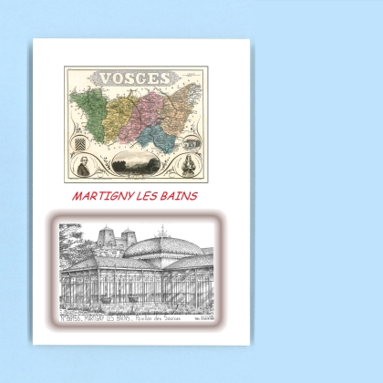 Cartes Postales impression Noir avec dpartement sur la ville de MARTIGNY LES BAINS Titre : pavillon des sources