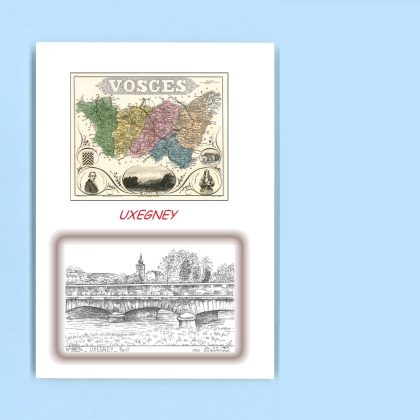 Cartes Postales impression Noir avec dpartement sur la ville de UXEGNEY Titre : pont