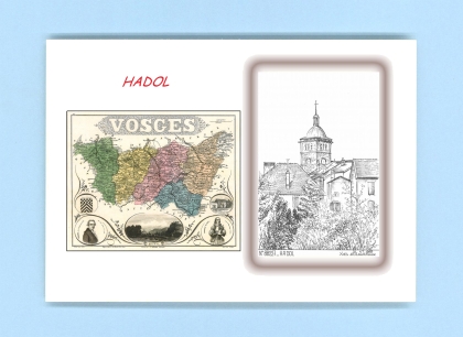 Cartes Postales impression Noir avec dpartement sur la ville de HADOL Titre : vue