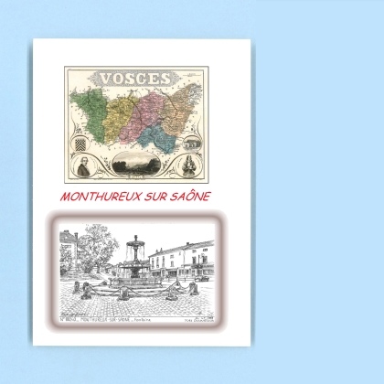 Cartes Postales impression Noir avec dpartement sur la ville de MONTHUREUX SUR SAONE Titre : fontaine