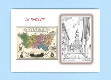 Cartes Postales impression Noir avec dpartement sur la ville de LE THILLOT Titre : eglise